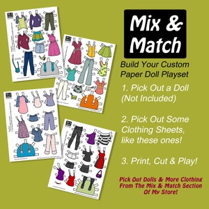 Modern Paper Dolls, Printable Paper Dolls, Fashion Ephemera Pack, Kids ...