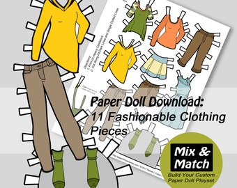 Digital Paper Doll PDF- Modern Paper Doll- Fashion Clip Art