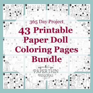 Paper Doll Coloring Pages Mega Bundle- Printable Paper Dolls- Coloring Book PDF- Digital Download