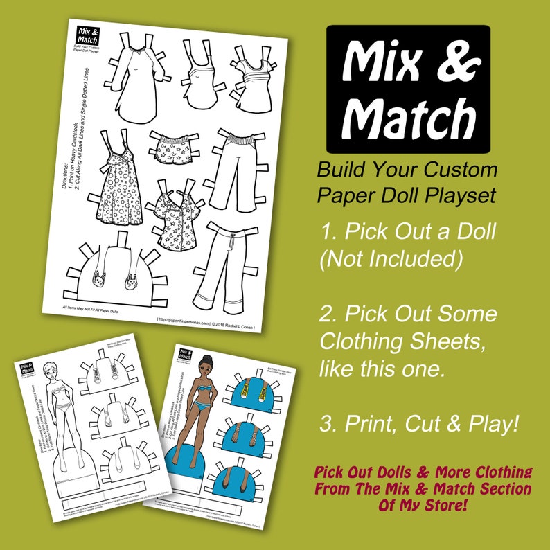 Printable Paper Doll Sleepover Set: Coloring Pages (digital Download ...