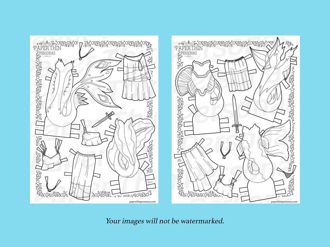 Printable Mermaid Coloring Book PDF Mermaid Printable Paper - Etsy