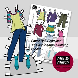 Fashion Dress Up Paper Doll- Kids Paper Doll Activity Pages- Clothing Clip Art