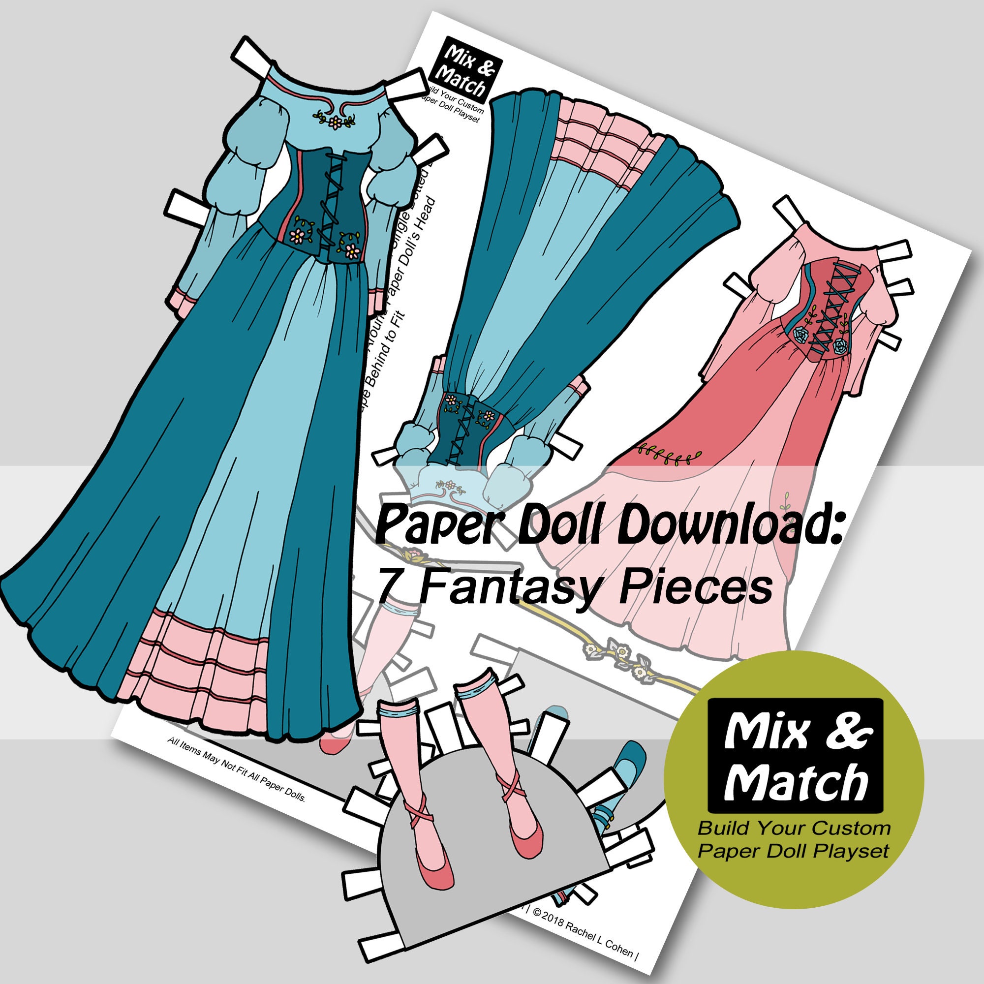 Fantasy Princess Paper Doll Digital Paper Doll Download Storybook