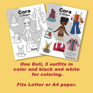 Black Printable Paper Doll, Paper Doll Printables, Kids Printable ...