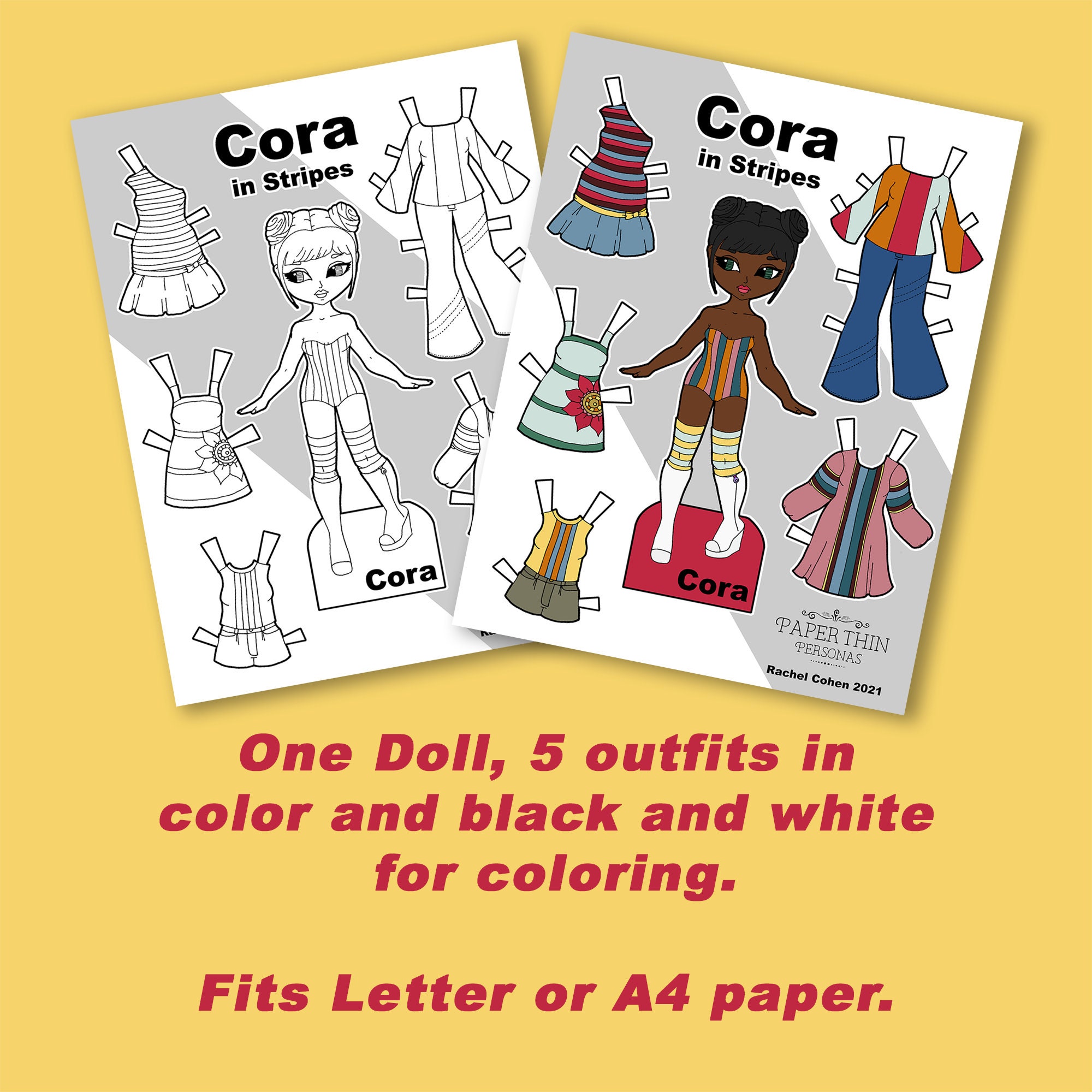 Black Printable Paper Doll Paper Doll Printables Kids - Etsy