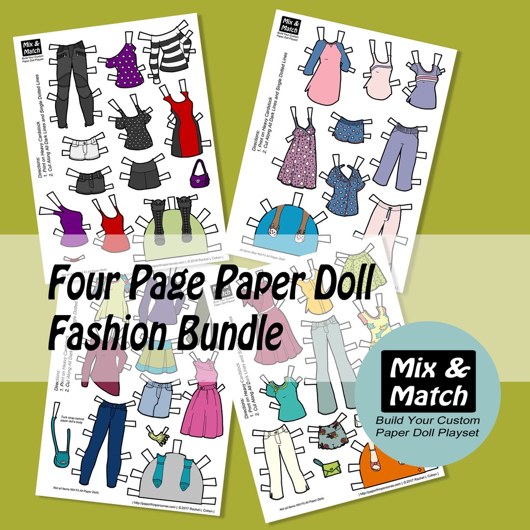 Modern Paper Dolls, Printable Paper Dolls, Fashion Ephemera Pack, Kids ...