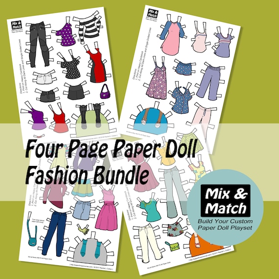 Modern Paper Dolls Printable Paper Dolls Fashion Ephemera - Etsy