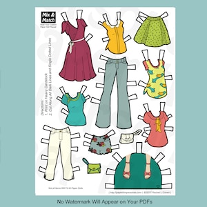 Modern Paper Dolls, Printable Paper Dolls, Fashion Ephemera Pack, Kids ...