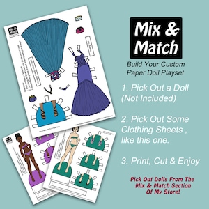 Printable Paper Doll Fancy Gowns, Digital Download, Dress up Dolls ...