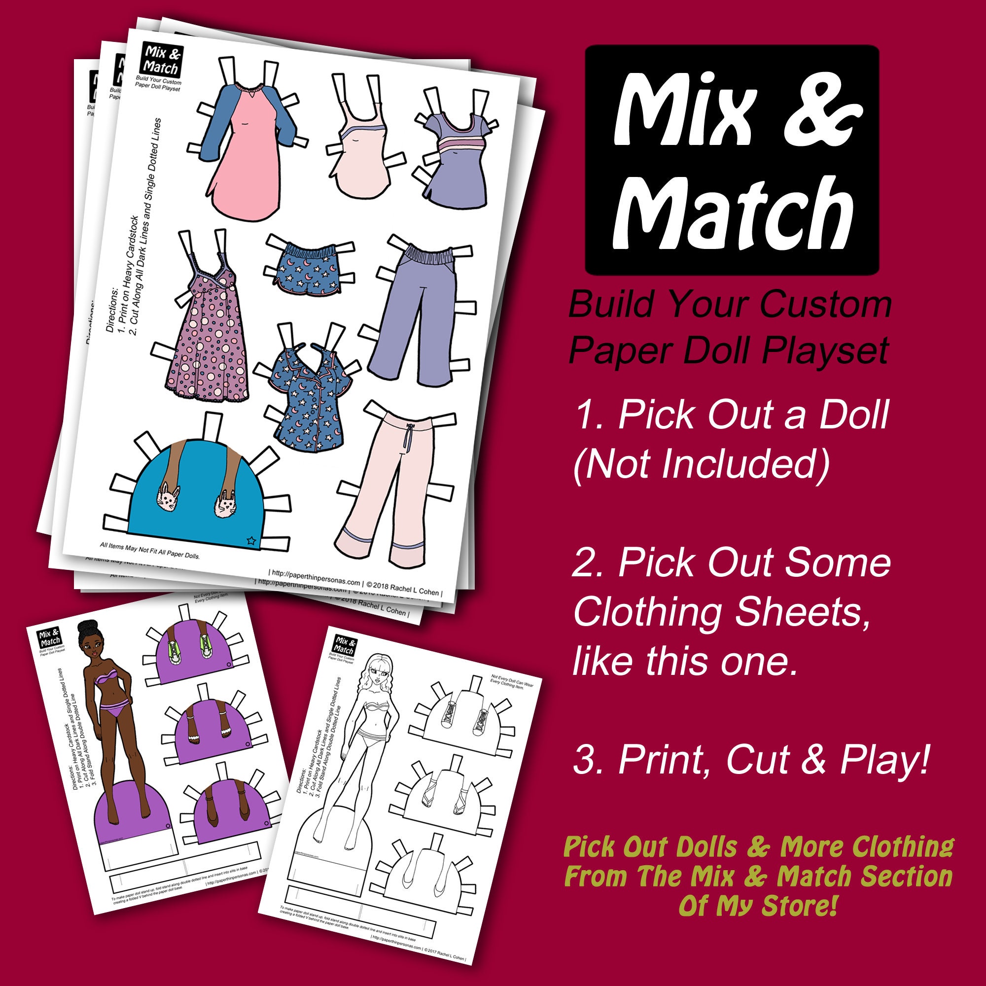 Slumber Party Paper Doll Printable, Printable Sleepover Paper Doll