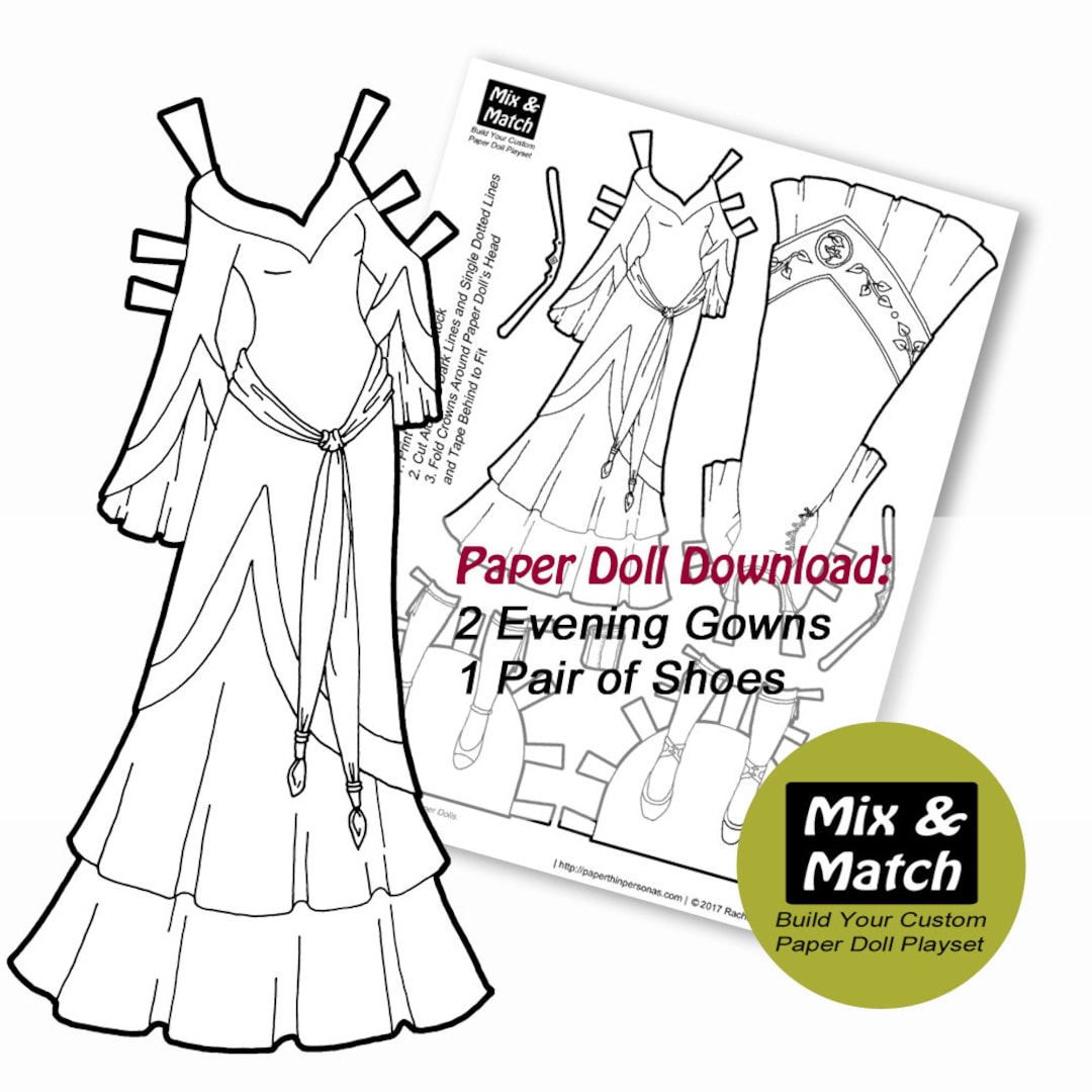 Fantasy Princess Printable Paper Doll- Mix &amp; Match Digital Paper Doll ...