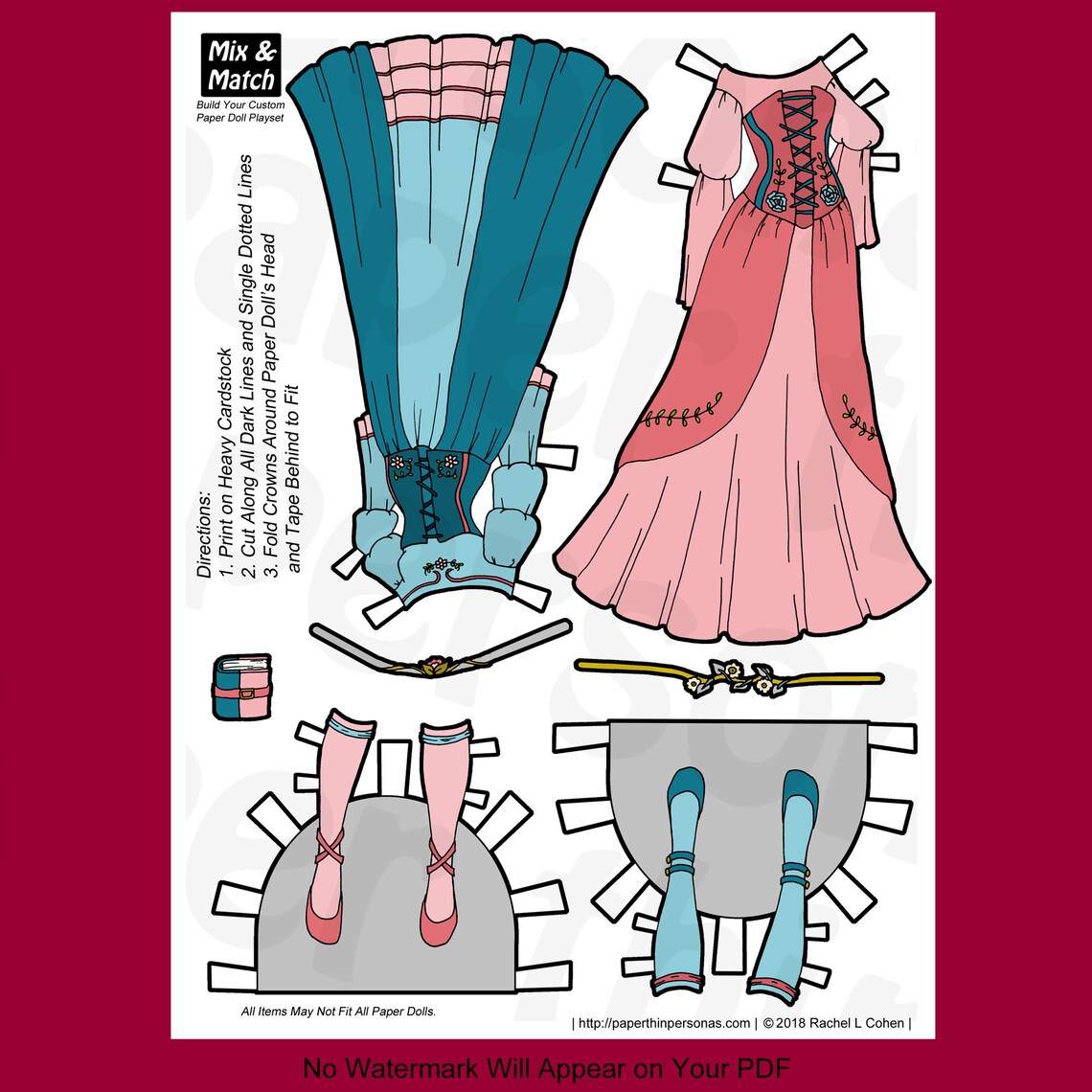 Fantasy Princess Paper Doll Digital Paper Doll Download Storybook ...