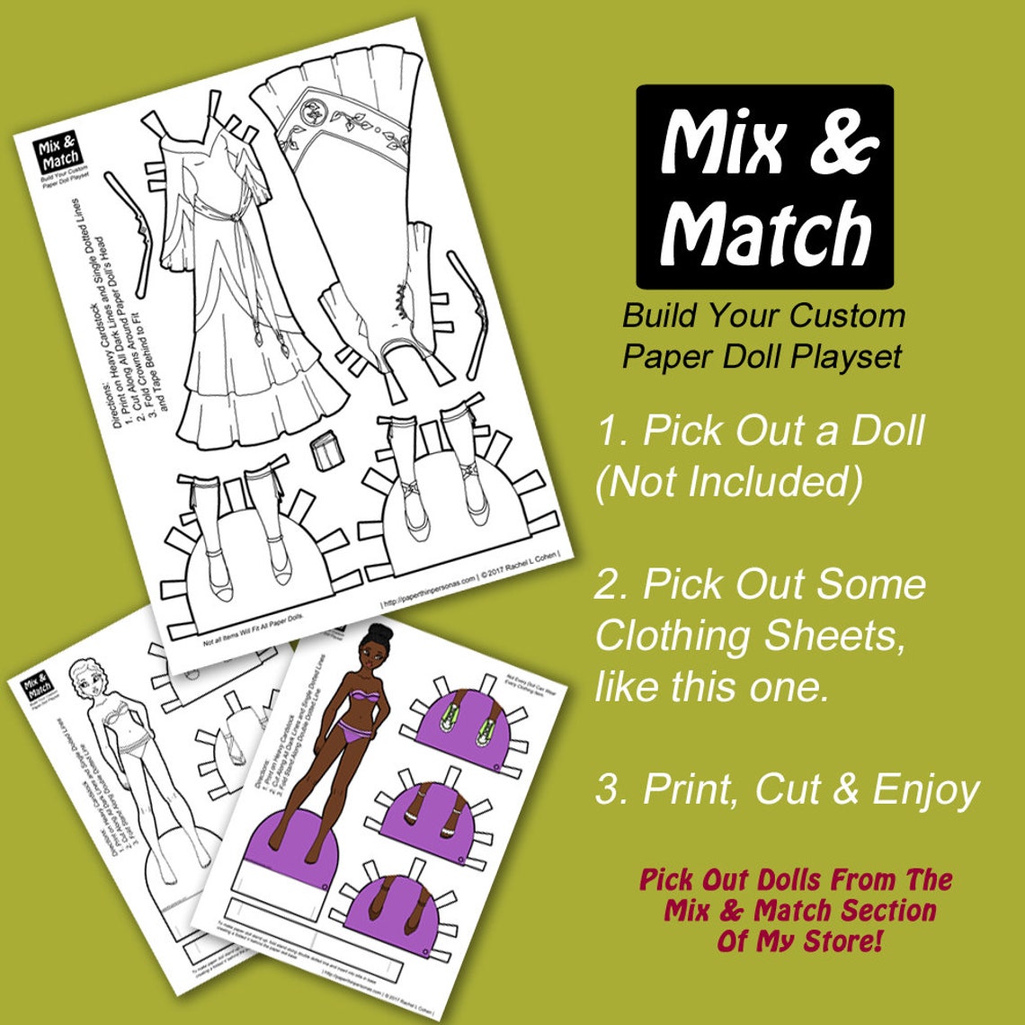 Fantasy Princess Printable Paper Doll Mix &amp; Match Digital Paper Doll ...