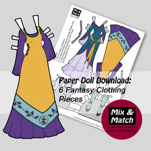 Fantasy Dolls Dresses Fantasy Art to Download and Print Printable Dress Up Cut Out Doll Download PDF Printable Download image 1