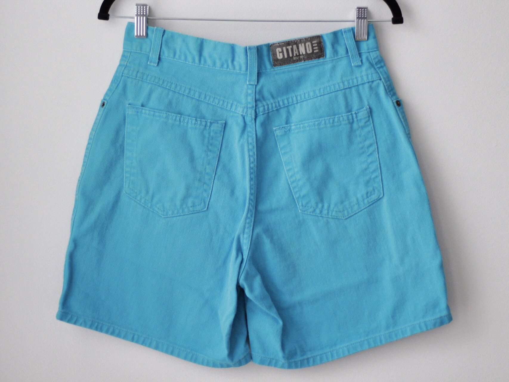 bright blue denim shorts