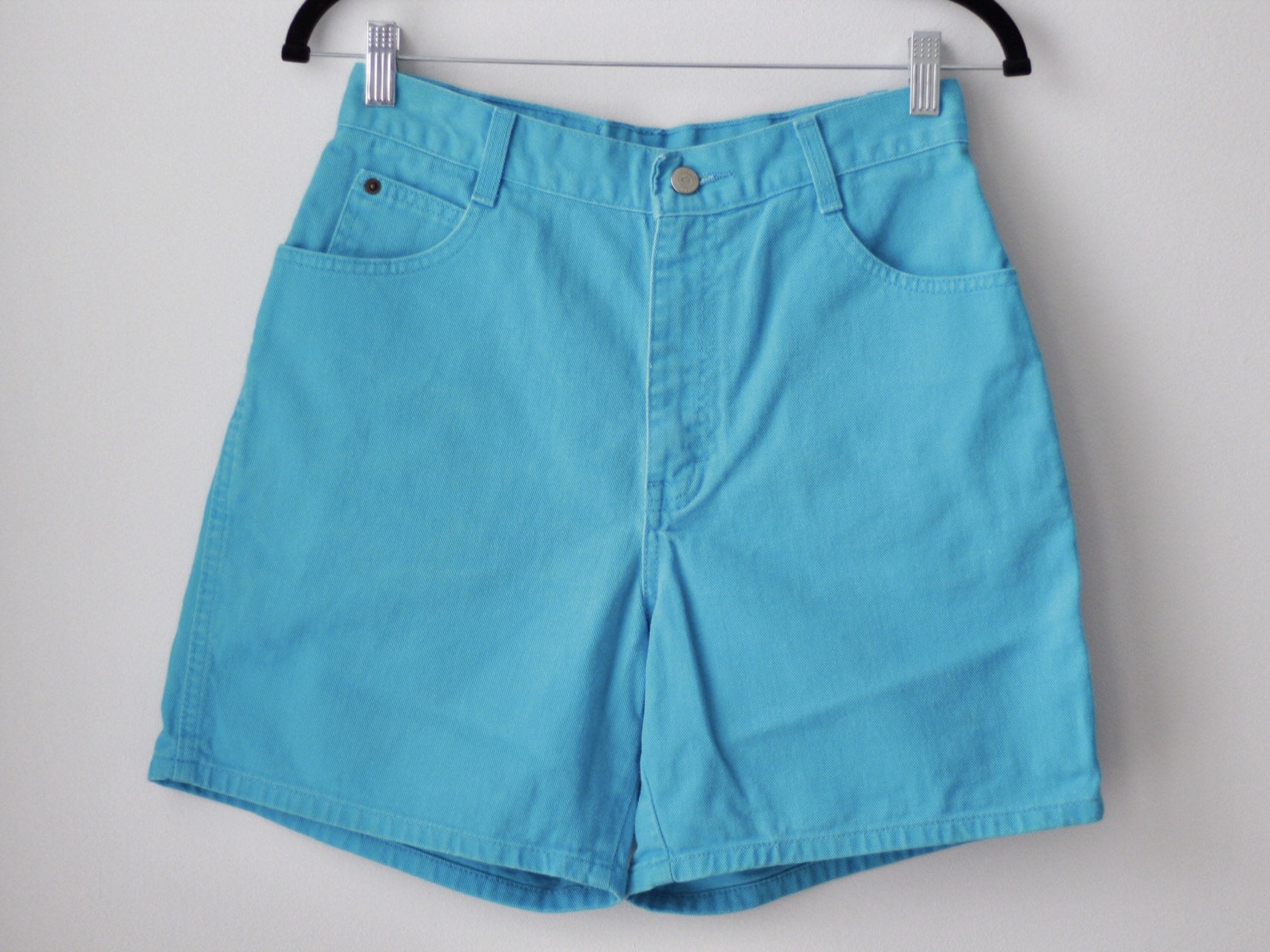 bright blue denim shorts