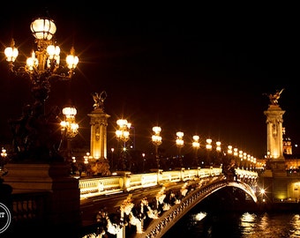 Paris Wall art, Fine Art Photography, Pont Alexandre III Bridge, Paris Night Photography, Paris Photo Prints, Wonderlust, Evening photos