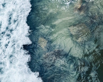 Abstract Ocean Photography Print | Blue Sea Swirl Art Decor
