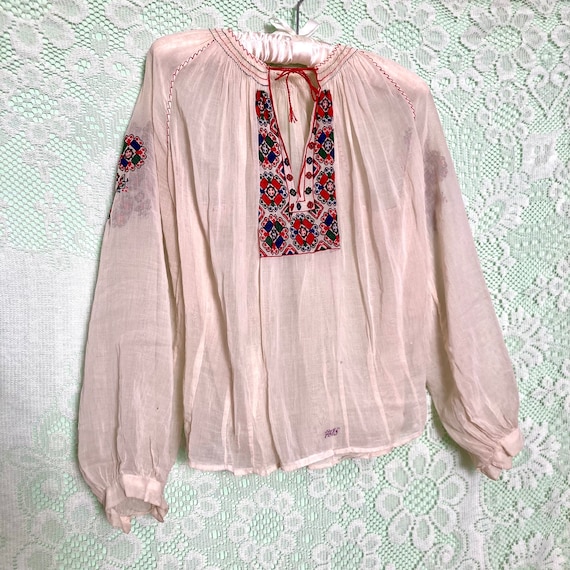 1940s Vintage Hungarian Peasant Top: Embroidered … - image 5