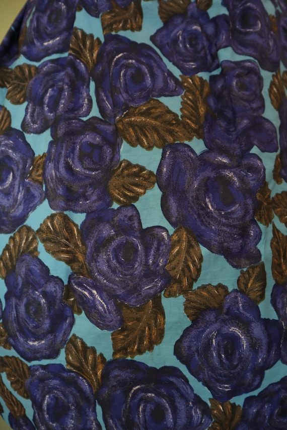 1950s Frank Usher dress • purple blue rose floral… - image 10