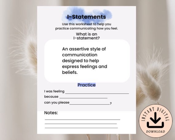 I-statement Worksheet, Therapy Resources, Coping Skills, Communication ...