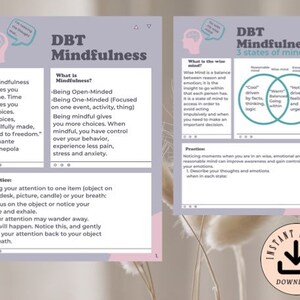DBT Mindfulness handouts, DBT therapy, Digital Prints