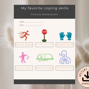Coping Skills, Therapy Worksheet for Kids, Therapy Worksheets