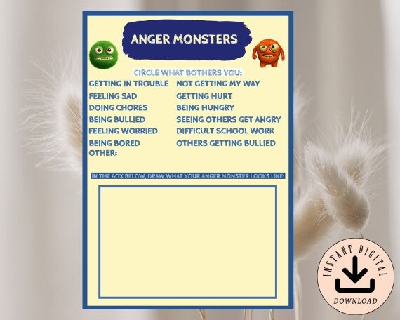 Anger Worksheet for Kids, Supplemental Worksheet, Coping Skills for ...