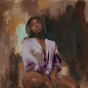 Can&#39;t Let Go Oil Print, African American Art, Canvas Art, Wall Art, Black Art, Modern Art, Prints, Portrait, Art, Purple