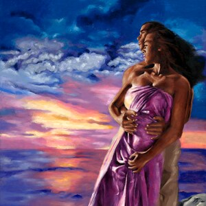 A New Day Couple CANVAS Africa American Art Wall Art Black Art Prints Canvas Wall Art, Black Art Poster Black Art Work