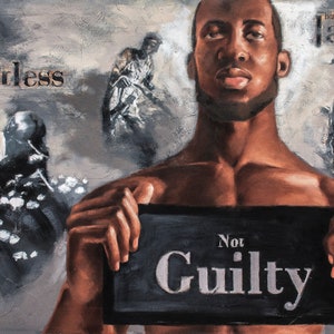 Not Guilty Öldruck, Afroamerikanische Kunst, Afrika Kunst, Wandkunst, Schwarze Kunst, moderne Kunst, Drucke, Portrait, Kunst, Geschichte