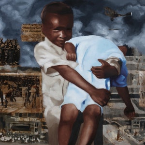 Schwarze Wand St (II) Zerstörung Öldruck Afroamerikanische Kunst Wandkunst, schwarze Kunstdrucke, Wohnkultur Kunst, große Wandkunst, Kunst