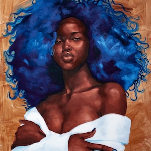 Cerulean CANVAS African American Art, Canvas Wall Art, Black Art Prints Home Decor Art Canvas Art Color Hair