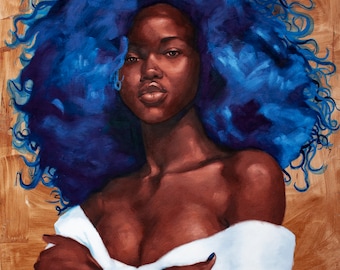 Cerulean CANVAS African American Art, Canvas Wall Art, Black Art Prints Home Decor Art Canvas Art Color Hair