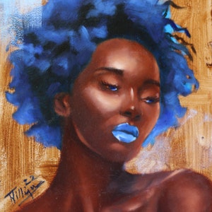 Something Blue Öldruck Afrika-Amerikanische Kunst Afrika-Amerikanische Kunst Wandkunst Schwarze Kunstdrucke Schwarze Kunstwerke Schwarze Kunst Poster