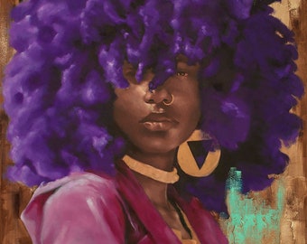 She is CANVAS African American Art, Canvas Wall Art, Black Art Prints Home Decor Art Canvas Art Color Hair Art Poster