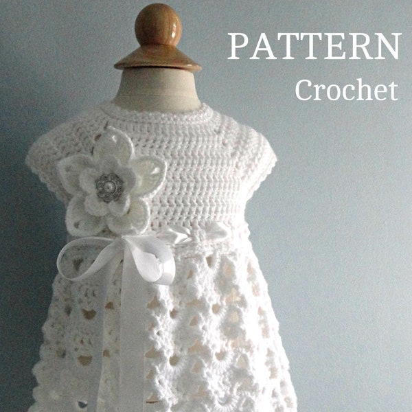 Crochet PATTERN Baby Dress Baptism Dress Pattern Crochet Christening Dress Newborn Outfit Baby Girl Clothes Crochet Baby Dress PATTERN PDF