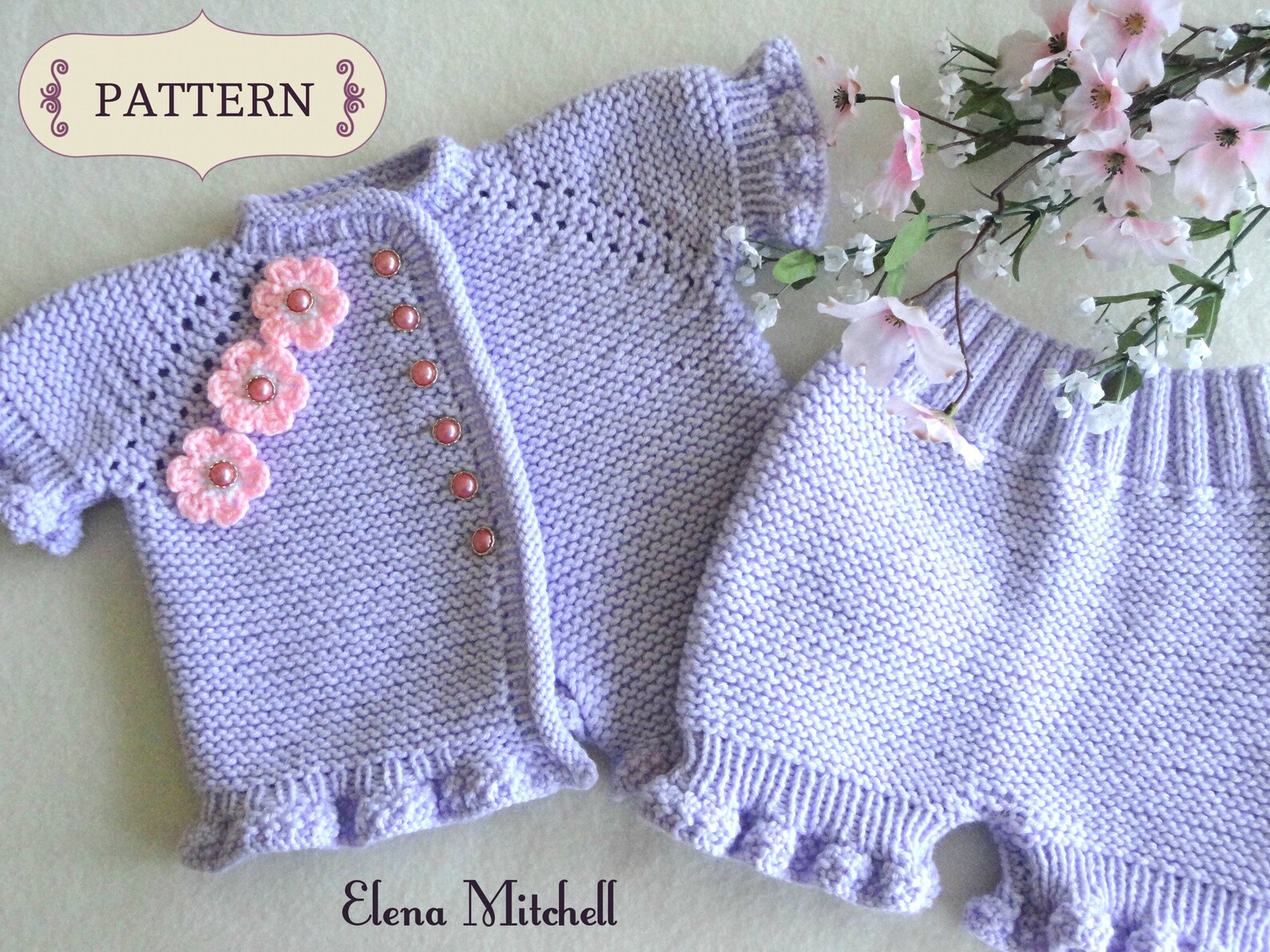 Knitting PATTERN Baby Girl Jacket Knitted Baby Bloomers Etsy