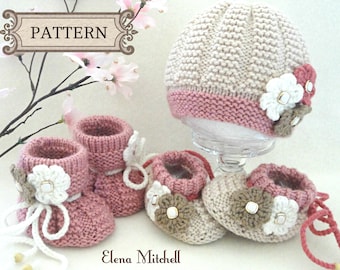 Strickanleitung Baby Booties Baby Schuhe Muster Strick Baby Mütze Baby Beanie Baby Mädchen Kleinkinder Babys Muster Baby Mütze Strick Baby Set PDF