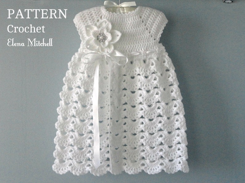 Crochet PATTERN Baby Dress Baptism Dress Pattern Crochet Christening Dress Newborn Outfit Baby Girl Clothes Crochet Baby Dress PATTERN PDF image 1