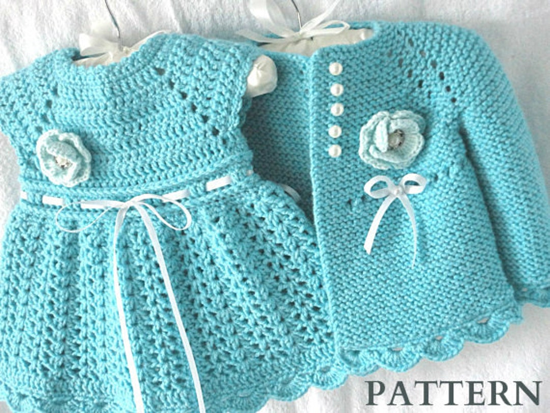 Knitting PATTERN Baby Jacket Crochet PATTERN Baby Dress Baby Cardigan