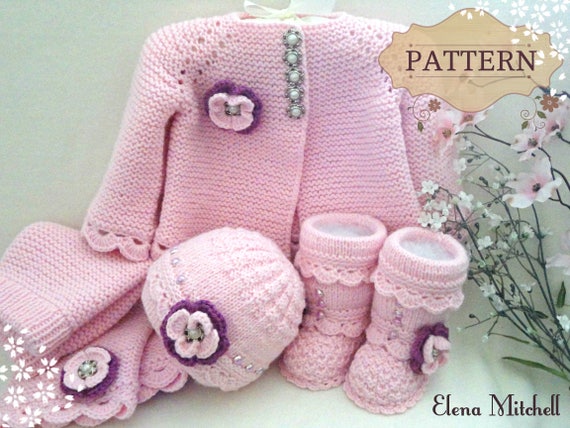 Knitting Pattern Baby Cardigan Baby Pants Baby Girl Outfit Pattern Baby Jacket Garter Stitch Knitted Baby Sweater Pattern Baby Girl Clothes