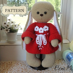 Knitting PATTERN Bunny Rabbit Toy Animal Pattern Knitted Bunny Pattern Knit Doll Pattern Amigurumi  Baby Toys Kids Pattern PDF ( English )