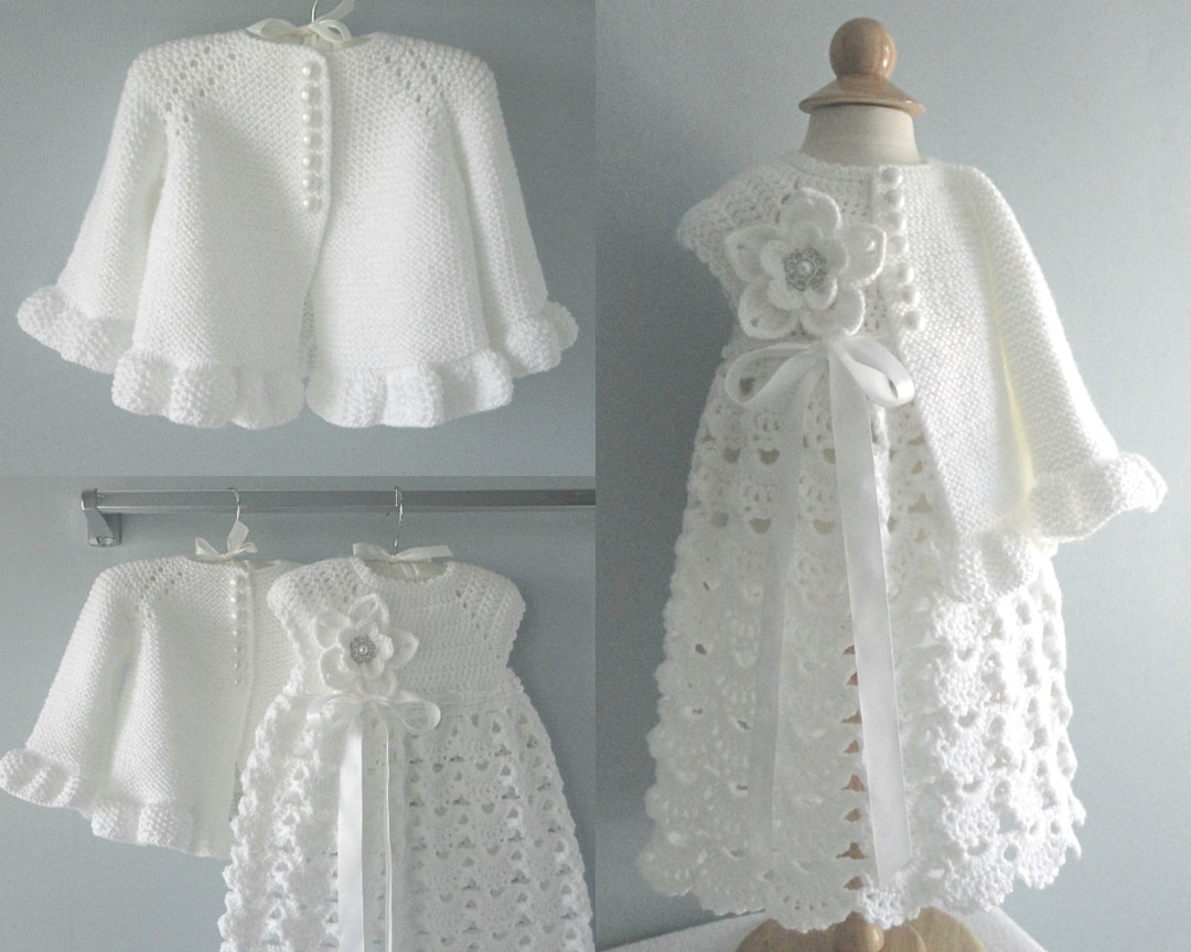 Knitting PATTERN Baby Jacket Crochet PATTERN Baby Dress Baby Cardigan