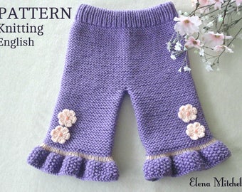 Knitting PATTERN Baby Pants Knitted Baby Pants Pattern Baby Girl Pants Garter Stitch Baby Clothes Newborn Pattern Knitted Baby Girl Outfit