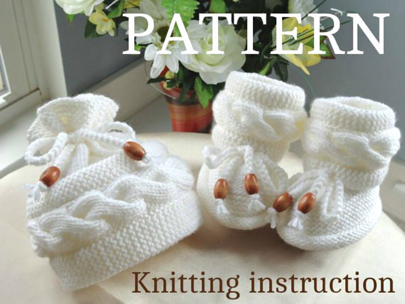 Knitting PATTERN Baby Set Baby Shoes Knitted Baby Hat Pattern image 0