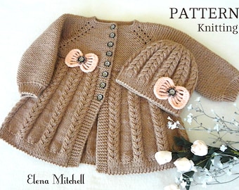 Knitting PATTERN Baby Jacket Knitted Baby Cardigan Baby Hat Baby Beanie Pattern Knit Baby Sweater Baby Girl Outfit PATTERN in English PDF