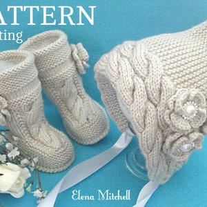 Knitting PATTERN Baby Set Baby Bonnet Baby Hat Cap Knitted Baby Shoes Baby Booties Baby Uggs Knit Pattern Babies Baby Girl Newborn Infant