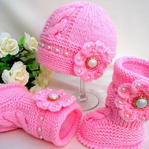 Knitting PATTERN Baby Set Infant Baby Hat Babies Baby Shoes Newborn Knitted Baby Hat Baby Booties Baby Boy Baby Girl Pattern PDF file image 4