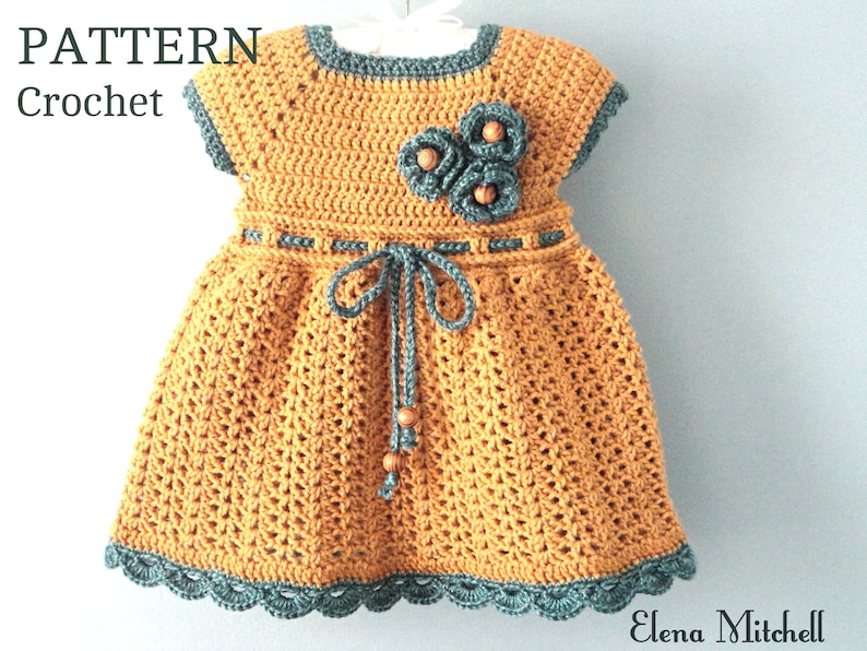 Crochet PATTERN Baby Dress Baby Girl Pattern Crochet Newborn Outfit Infant Dress Pattern Baby Girl Clothes Crochet Baby Dress PATTERN PDF image 1